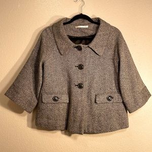 q.b.a Elegant Wool Blend Tweed 3 Button Coat / Jacket M